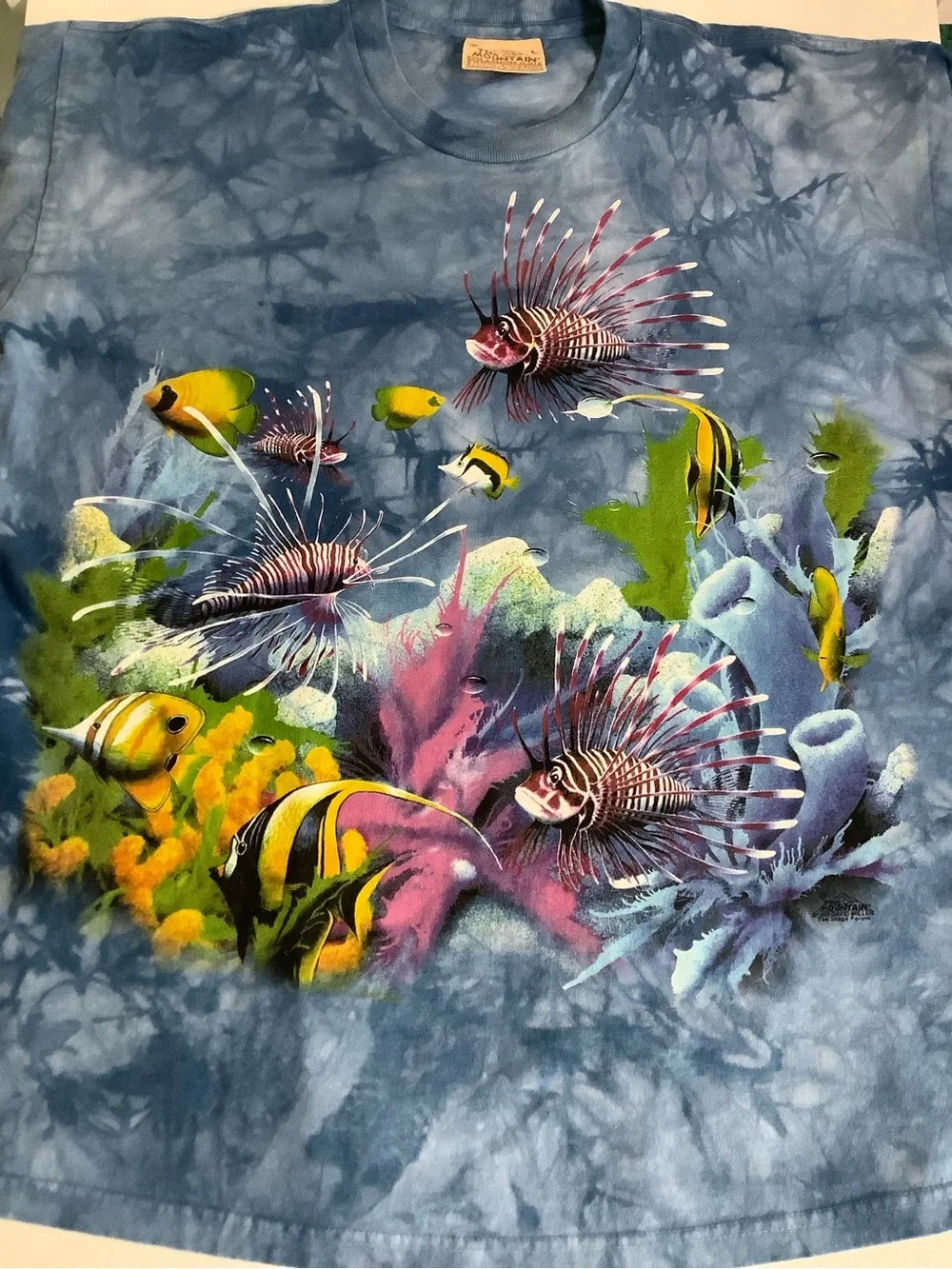 The Mountain Blue Tie-Dye Tropical Fish & Coral Graphic Tee